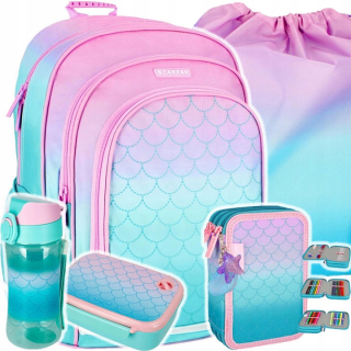 Viackomorový školský batoh Starpak Odtiene fialovej, Odtiene modrej, Odtiene ružovej, Odtiene sivej a striebornej, Odtiene zelenej, Viacfarebná + 4 ďalšie produkty